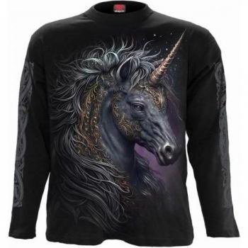 Men's Black Celtic Unicorn Long-Sleeve T-Shirt