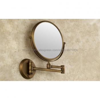 Adjustable 8-Inch Brass Bathroom Mirror 3X Magnification