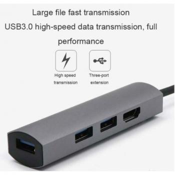 HUB 4 en 1 USB Tipo C con salida HDMI 4K para Matebook y Samsung S8/S9/Note 9