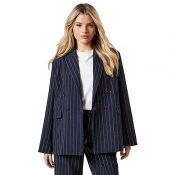 Navy Womens Oversized Blazer with Double Breasted Design