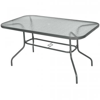 Outsunny Outdoor-Bistrotisch mit schützender Glasplatte und Schirmloch