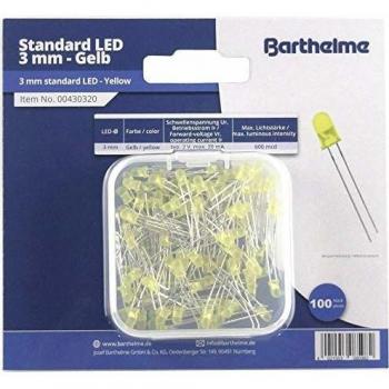 Gelbe Rund-LED von Barthelme: 3 mm, 600 mcd, 30°, 20 mA, 2 V