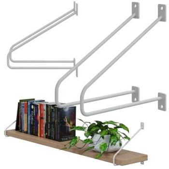 Filigrane Wandregalhalter 2er Set Weiß 200mm Metallwinkel Konsole Träger