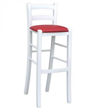 Modernes Holz-Sgabello mit roter Sitzfläche, lackiert – 80 cm