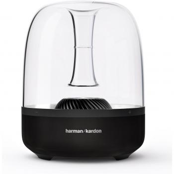 Aura LED Heimlautsprecher von Harman Kardon – 360‑Grad Surroundsound, Bluetooth/Wi‑Fi/Spotify Connect/AirPlay/DLNA – Schwarz