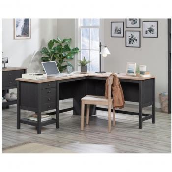 Shaker Style Home Office L-Shaped Desk Raven Oak