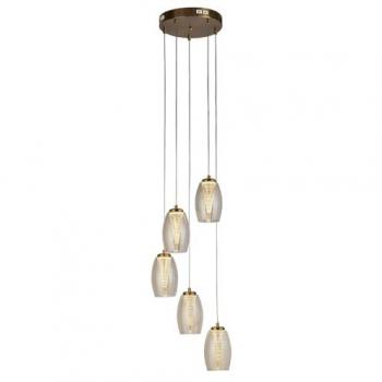 Cyclone 5 Light Pendant Bronze, Champagne Glass