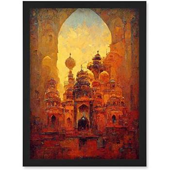 Desert Jewel: Petra Cityscape Oil, A4 Black-Framed Print