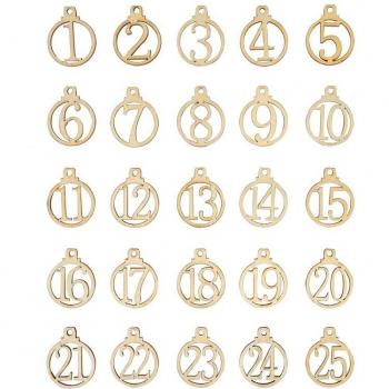 Wooden Countdown Tags for Christmas Advent Calendar (1-25)