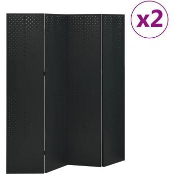 Raumdivider aus schwarzem Stahl – 4‑teilig (2 Packungen, 160×180 cm)