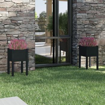 Black Solid Wood Garden Planters