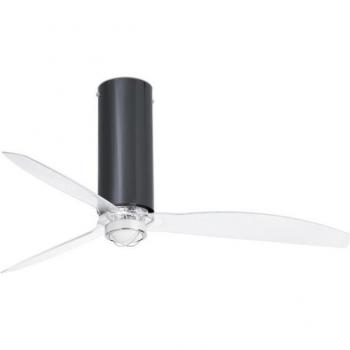 Tube LED Shiny Black Transparent Ceiling Fan with DC Motor 3000K