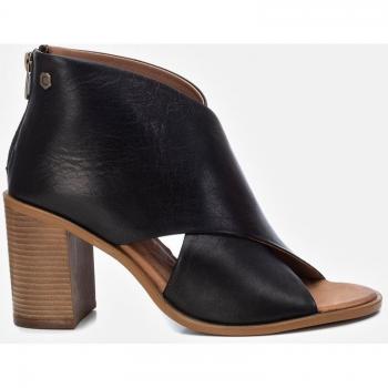 Sandalias de tacón negro para mujer con cremallera