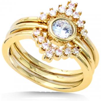 Bague 'Sissi' 14 mm plaqué or blanc doré