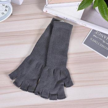 Elbow Length Long Knitted Half Finger Gloves for Women and Girls