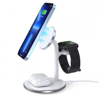 Cargador Inductivo Blanco para iPhone, Apple Watch y AirPods