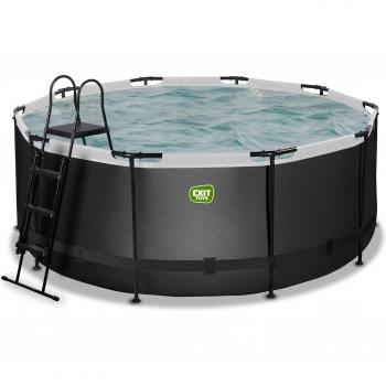 EXIT Black Leather Frame Pool 360 cm mit Sicherheitsleiter und Sandfilteranlage
