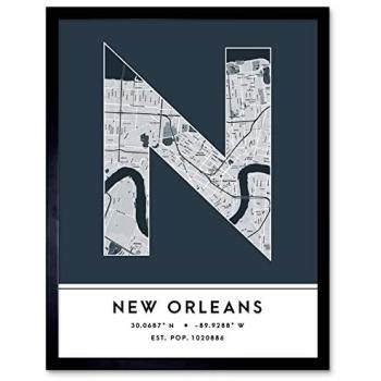 Louisiana City Map Print – Contemporary Typographic Design