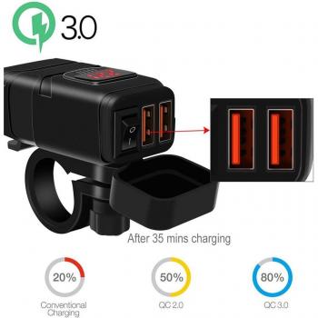 CargaRápida Motocicleta 12V + Interruptor