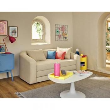 Canapé droit Nuvia 2 places en velours texturé beige