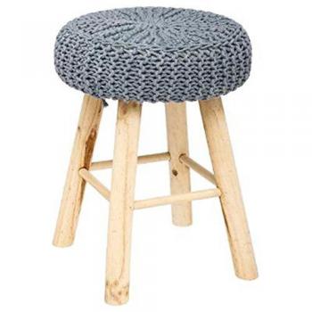 Tabouret « Pegane » gris foncé en polyuréthane et pin – lot de 2 – 30x30x41 cm