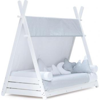 Lit bébé Montessori Alondra 70x140 cm gris clair avec textile