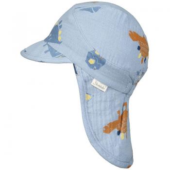 Gorra Infantil Dinosaurio Azul Claro con Protección para el Cuello