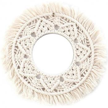 Miroir en macramé fait main avec décoration suspendue 91AD
