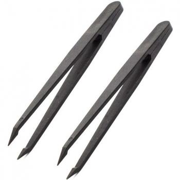 Pince à épiler 5 pièces Junejour – Fibre de carbone, couleur noire, anti‑statique