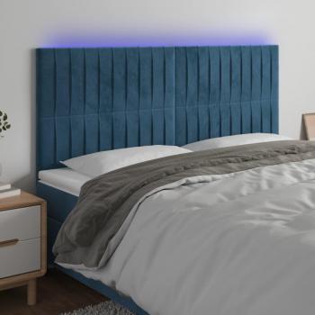 Cabecero vidaXL con luces LED en terciopelo azul oscuro de 200x5x118/128 cm