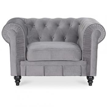 Fauteuil Chesterfield Classique « Altesse » – Velvet Argent