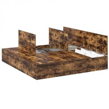 Estructura de cama con compartimentos en roble ahumado 200x200