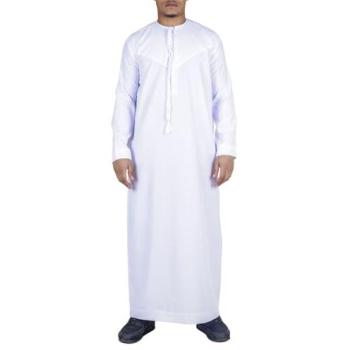Elegant Emirati Tassel Thobe (White) – 60S