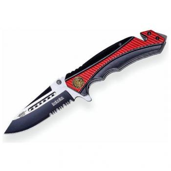 Navaja JKR 8.5 cm Multi‑Uso: Corta Cinturones, Rompe Cristales, Funda Nylon