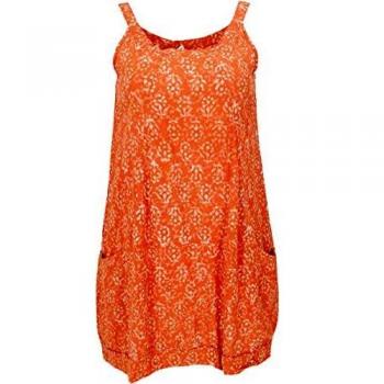 GURU SHOP Orange Minikleid, Sommertunika, Damen, Baumwolle, Größe S