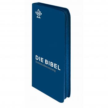Die Bibel. Taschenausgabe blau mit Reißverschluss.