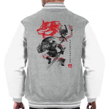 Neon Knight 7 Twilight Wolf Japan Legend of Zelda Men's Varsity Jacket Heather Grey & White