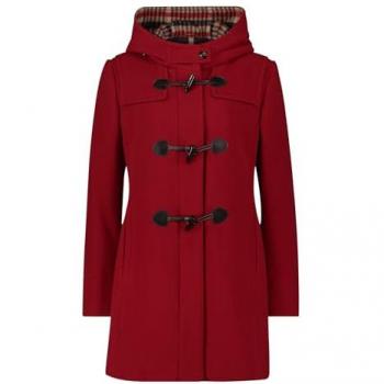 Wolljacke GIL BRET Gr. 42, rot (rot dahlia), Damen, Web, Obermaterial: 75% Wolle, 20% Polyamid, 5% Kaschmir, unifarben, Jacken, mit Kapuze und Knebelverschluss