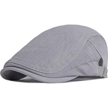 Herren Baskenmütze aus Baumwolle, britischer Stil, einstellbar 55-60cm, in Beige, Schwarz, Marine und Khaki