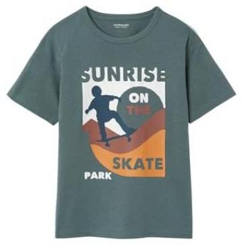 Short sleeve t‑shirt garçon vert pâle, motif artistique VERTBAUDET
