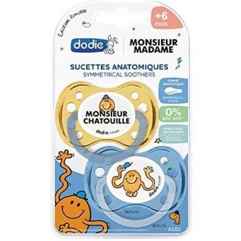 Dodie Sucette Anatomique Monsieur Madame Elephant +6m Lot de 2
