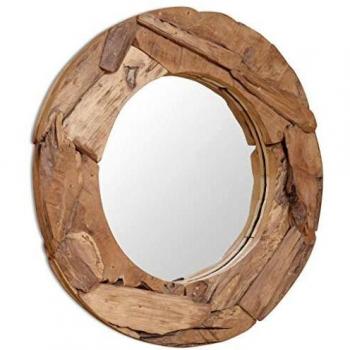 Sonata Decorative Mirror in Wood, Round, 80 cm, for Interior Design and Home Decor