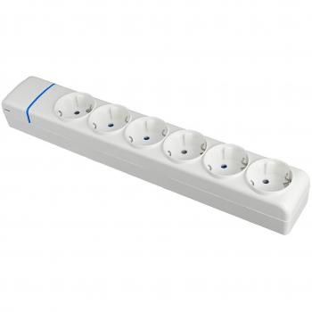 Ciabatta 6 prese 2P+E 16A 250V IP20 Bianco Policarbonato