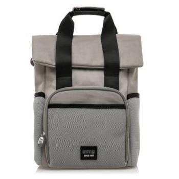 Mochila de mujer Mustang Scotty gris con detalle de microrejilla