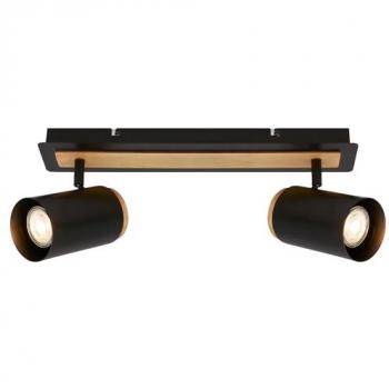 Duta Deckenleuchte, 40 cm, schwarz/holzfarben, 2-flammig