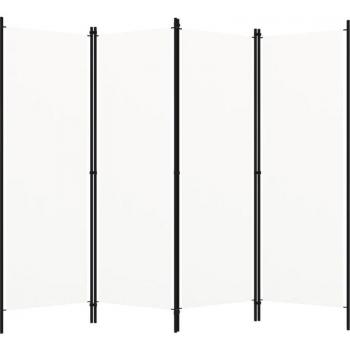 Cloison Décorative Paravent 4‑panels – 200 cm × 180 cm, blanc & métal