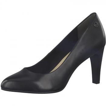 Black Leather Damen Pumps – Tamaris, festlich, 8 cm Trichterabsatz, EU 36