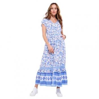 Robe longue bleu à dentelle florale Joe Brown