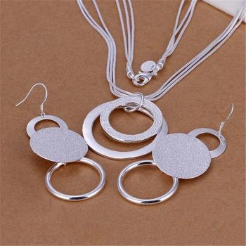 Collar y Pendientes de Plata 925 con Diseño Esmerilado
