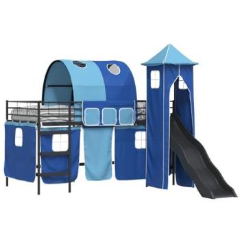 VidaXL Children’s Loft Bed – Black & Blue, 79.5 × 200 cm (Metal Frame)